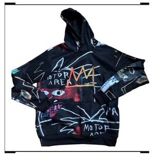 members only x basquiat graphic hoodie medium